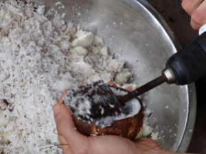 Grating Coconut.